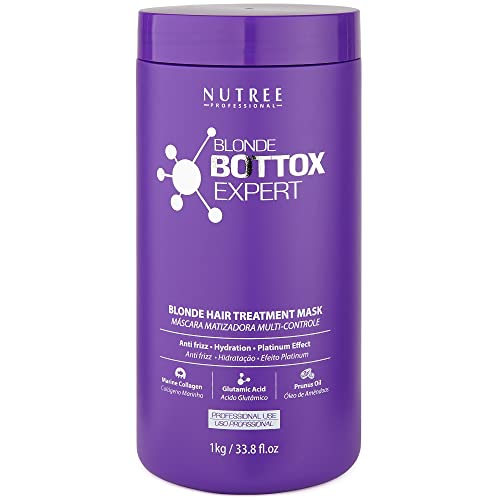 Hair Bottox Expert Thermal Mask - Contains Marine Collagen and Almond Oil - Formaldehyde-Free - Repairs the Hair Elasticity and Flexibility, Softens, Moisturizers, Adds Shine (Blonde 33.8 oz (for blondes))