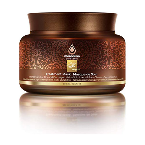 Moroccan Gold Series Treatment Mask – Deep Hydrating Argan Oil Hair Mask for Dry Damaged, Color Treated and Curly Hair Enriched with Keratin – Sulfate Free Natural Hair Repair Treatment, 18.6oz